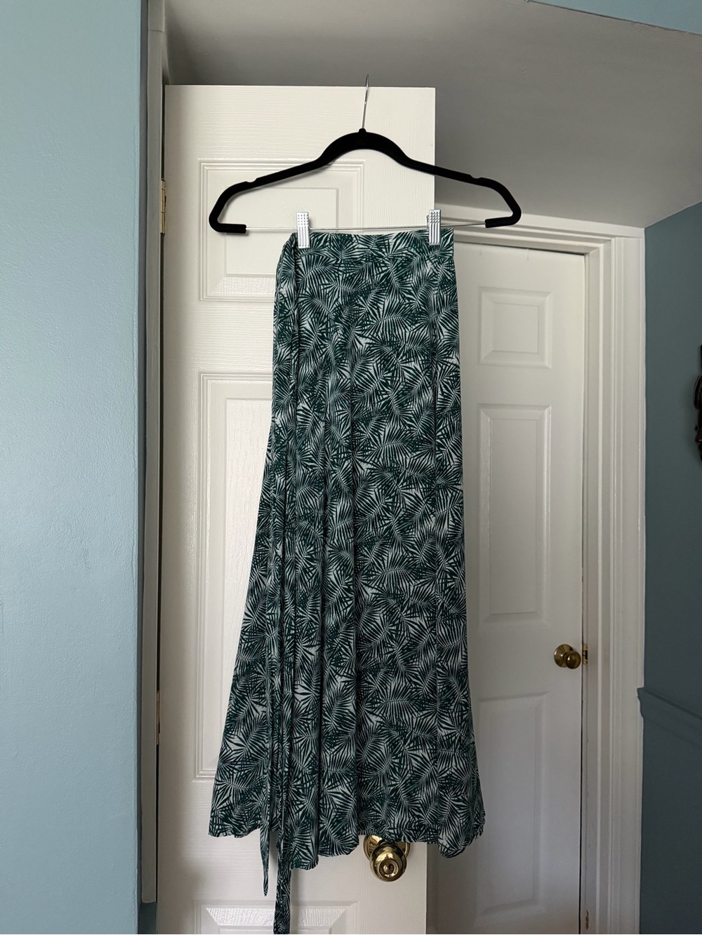 Amour Vert Dark Green Palm-Leaf Maxi Skirt